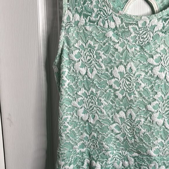 Renee C Mint Green Lace Ruffle Sleeveless Dress Size Large - Picture 4 of 9
